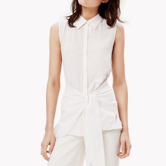 NWT Theory Sleeveless Tie-Front Silk Top - Picture 1 of 8